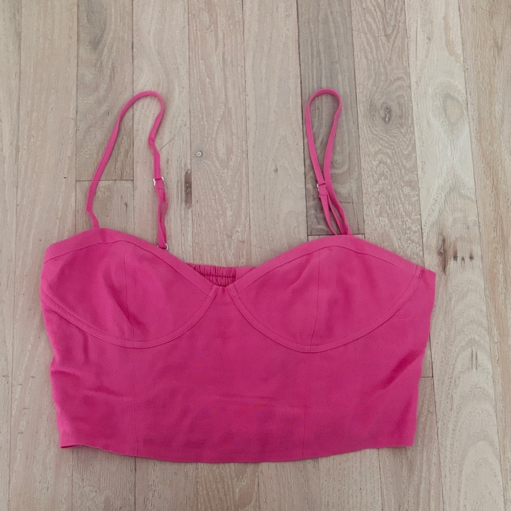 Aritzia Hot Pink Bustier Crop Top with Adjustable Straps